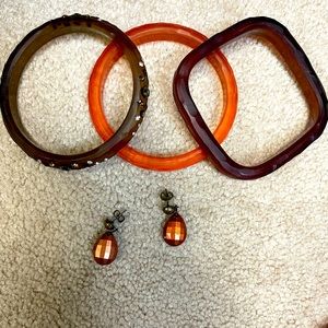 Italian Resin Bracelet Stack and Earrings